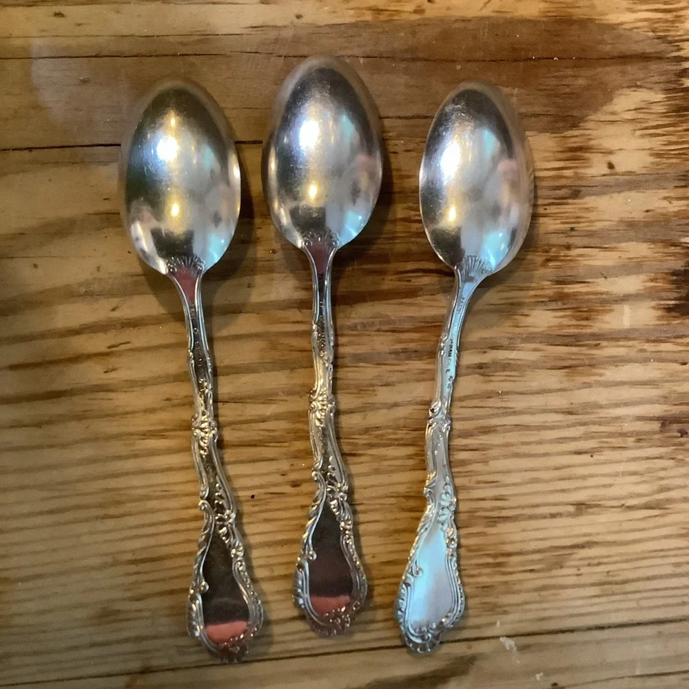 Antique Vintage Set of 3 Silver Plate Teaspoons